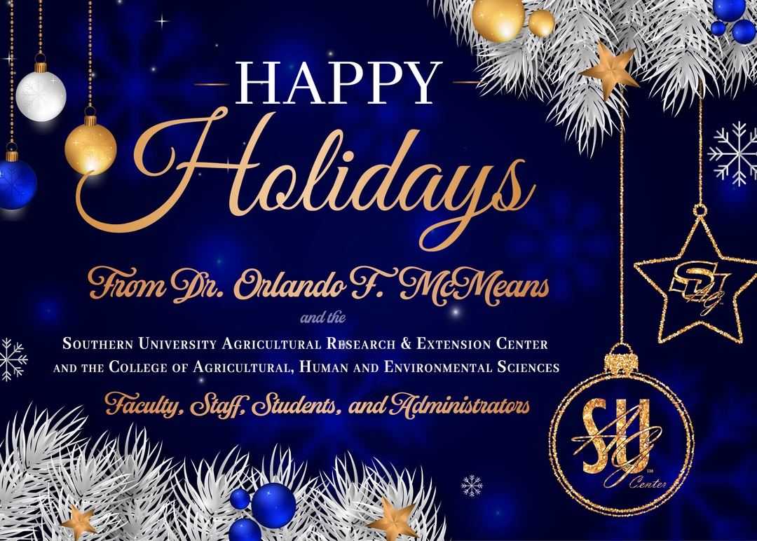 Blue and gold holiday card.